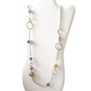 LIA Sophia Silver and Gold Tone Beaded Necklace